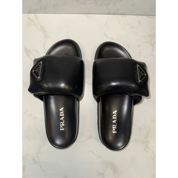 Prada Napa Soft Padded Logo Slides - Like New, Size 37 - Picture 5 of 5